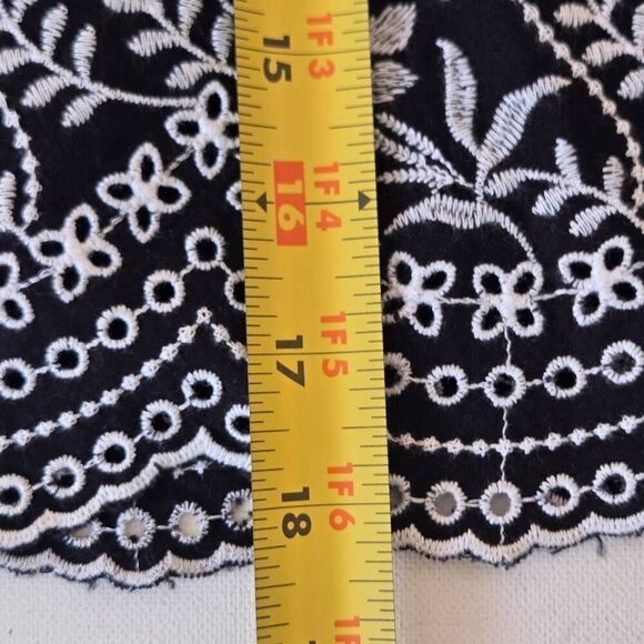 Loft Womens Black White Embroidered Lace Scalloped Hem Skirt Size 6 - Picture 7 of 10